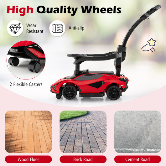 3 in 1 Licensed Lamborghini Ride Walking Toy Stroller