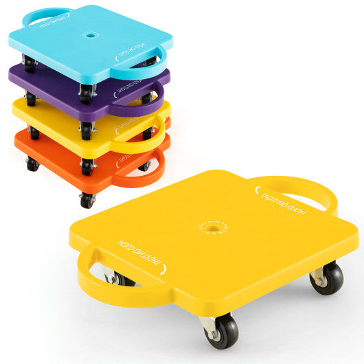 4/6-Pack Kids Sitting Scooter Board with Handles and Rolling Casters-4 Pack