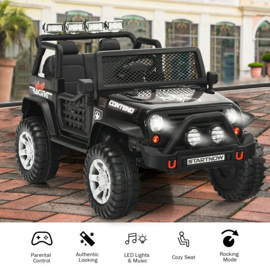 12V Kids Remote Control Electric  Ride On Truck Car with Lights and Music -Black