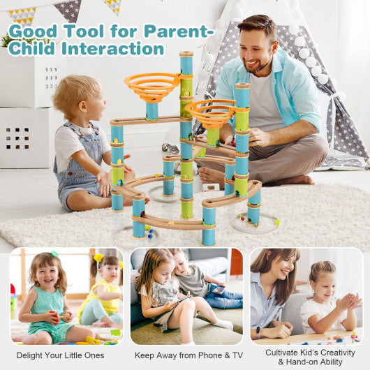 162 Pieces Bamboo Marble Run Educational Learning Toy Set
