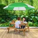 3-in-1 Kids Outdoor Picnic Water Sand Table with Umbrella Play Boxes