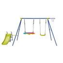 4-in-1 Heavy-Duty Metal Playset with Slide and Basketball Hoop