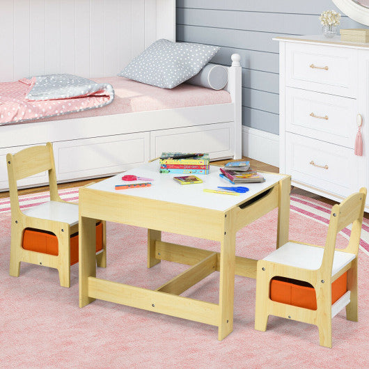 Costway Kids Table Chairs Set With Blackboard, Whiteboard And Storage Boxes