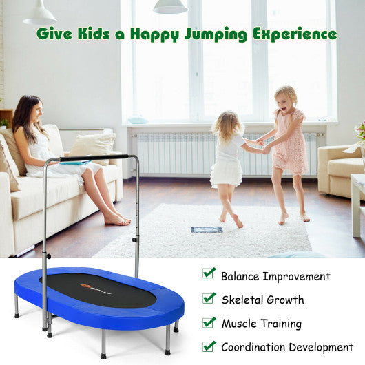 2-Person Foldable Mini Kids Fitness Rebounder Trampoline-Blue