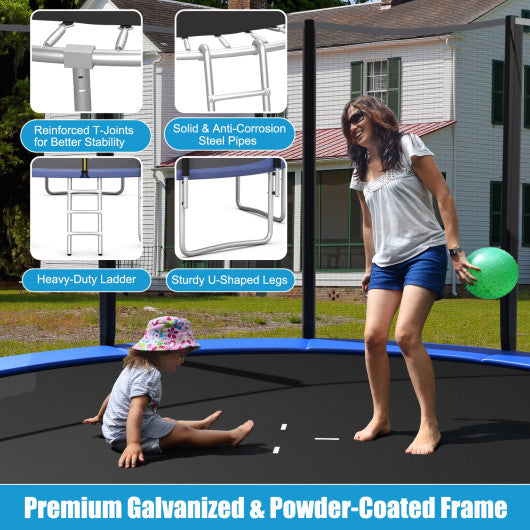 8/10/12/14/15/16Feet Outdoor Trampoline Bounce Combo with Safety Closure Net Ladder-15 ft