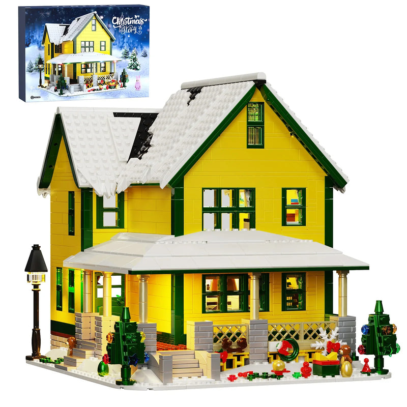 Building Blocks Toys Of Christmas Story House Model Kit With LED Light Winter Snow And Interior Details For Children Xmas Gifts