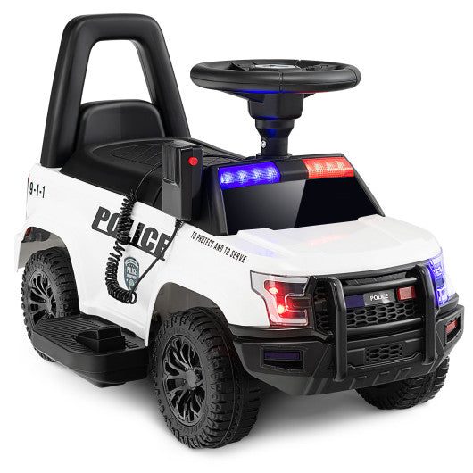6V Kids Ride On Police Car with Real Megaphone and Siren Flashing Lights-White