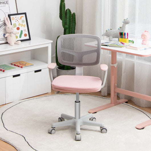 Desk Chair With Auto Brake Casters And Adjustable For Kids In Pink