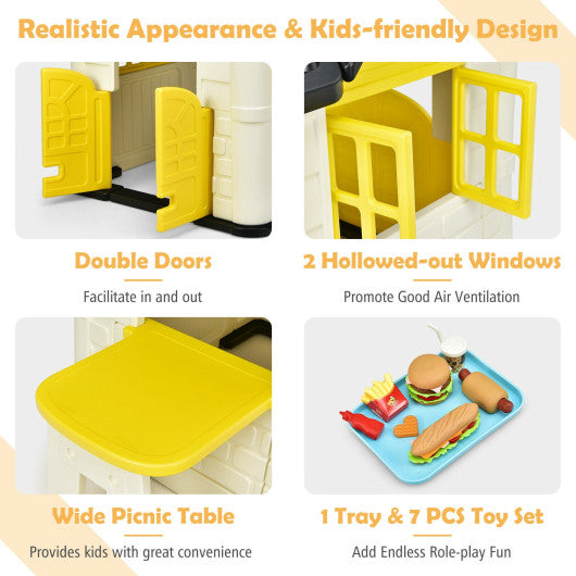 Kid’s Playhouse Pretend Toy House For Boys and Girls 7 Pieces Toy Set-Yellow