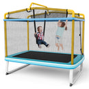 6 Feet Rectangle Trampoline with Swing Horizontal Bar and Safety Net-Yellow