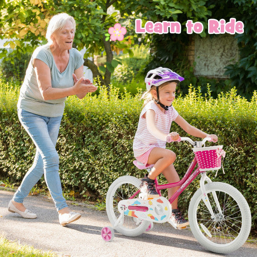 Kids Bicycle 18 Inch Toddler and Kids Bike with Training Wheels for 6-8 Year Old Kids-Pink