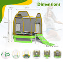 7 Feet Trampoline with Ladder and Slide for Indoor and Outdoor-Green