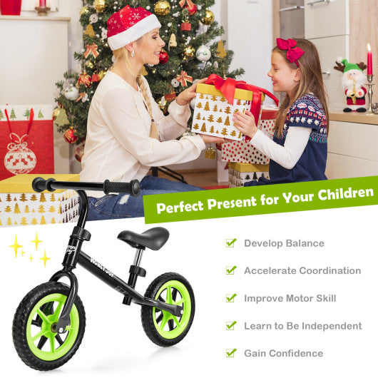 Kids No Pedal Balance Bike with Adjustable Handlebar and Seat-Black
