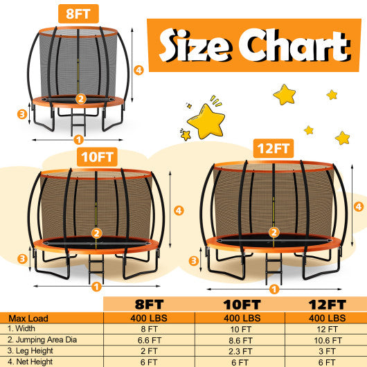8 Feet ASTM Approved Recreational Trampoline with Ladder-Orange