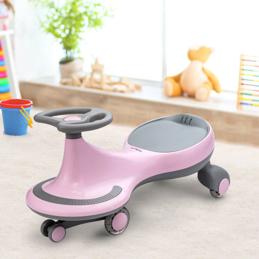 Wiggle Car Ride-on Toy with Flashing Wheels-Pink