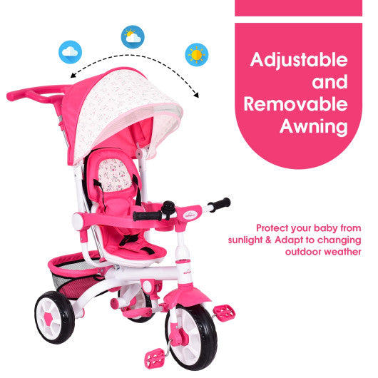 Baby Stroller Cum Tricycle With 4-in-1 Detachable Usage In Pink