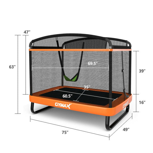 6 Feet Kids Entertaining Trampoline with Swing Safety Fence-Orange