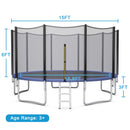 8/10/12/14/15/16Feet Outdoor Trampoline Bounce Combo with Safety Closure Net Ladder-15 ft