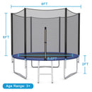 8/10/12/14/15/16 Feet Outdoor Trampoline Bounce Combo with Safety Closure Net Ladder-8 ft