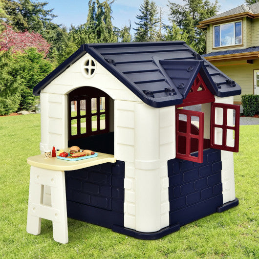Kid’s Playhouse Pretend Toy House For Boys and Girls 7 Pieces Toy Set-Blue