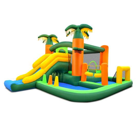Big Inflatable Bounce House with Slide and Ball Pits for Indoor and Outdoor with 735W Blower