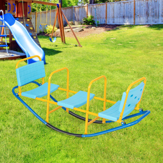 Outdoor Kids Seesaw Swivel Teeter for 3 to 8 Years Old-Blue