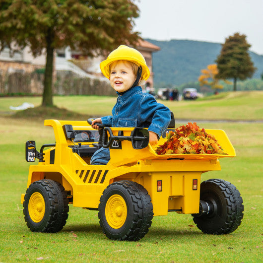 2-Seater Kids Ride On Dump Truck with Dump Bed and Shovel