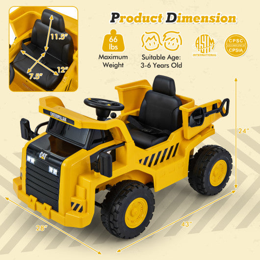 2-Seater Kids Ride On Dump Truck with Dump Bed and Shovel