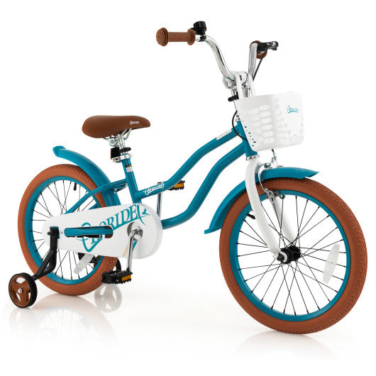 Children Bicycle with Front Handbrake and Rear Coaster Brake-Turquoise