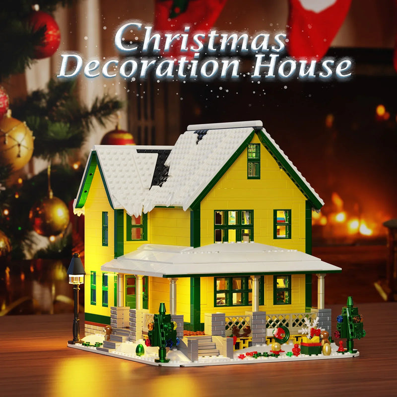 Building Blocks Toys Of Christmas Story House Model Kit With LED Light Winter Snow And Interior Details For Children Xmas Gifts