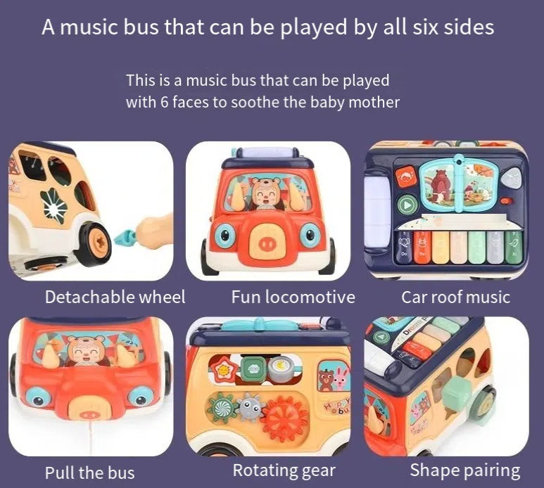 Multi sided game music bus baby early education puzzle shape matching enlightenment toys children's gifts