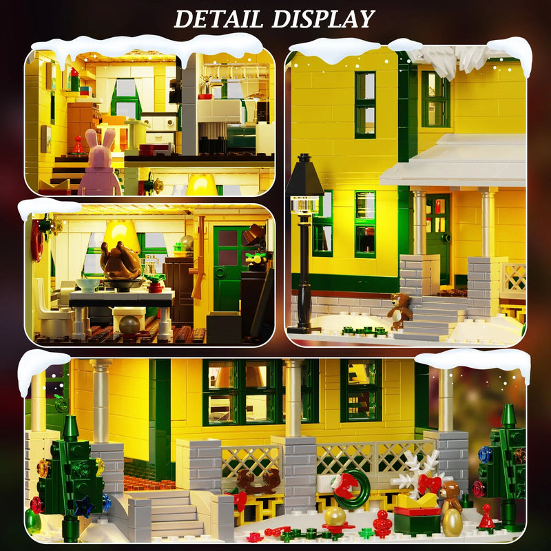 Building Blocks Toys Of Christmas Story House Model Kit With LED Light Winter Snow And Interior Details For Children Xmas Gifts