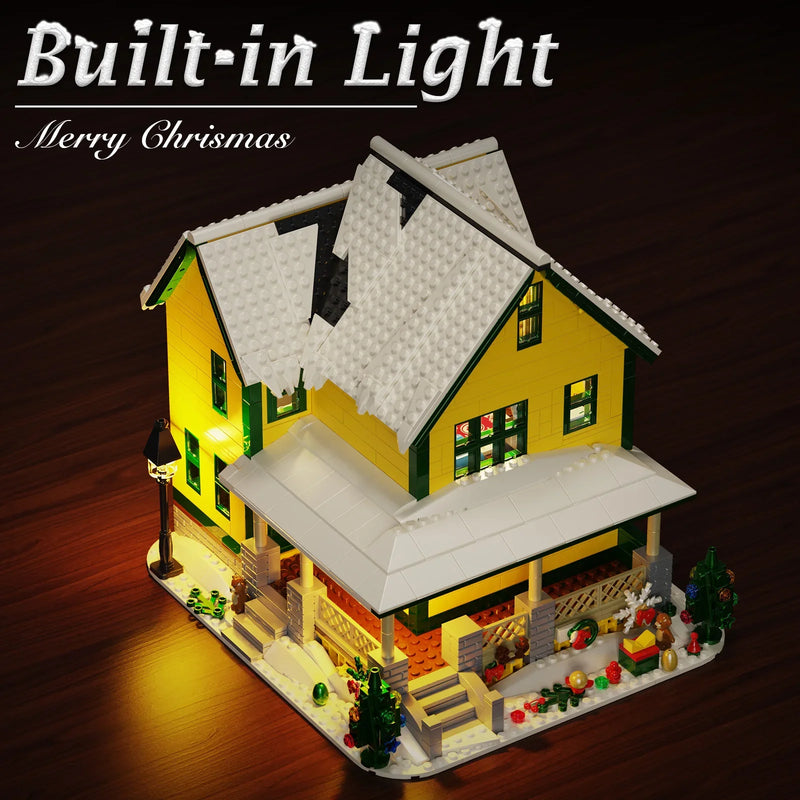 Building Blocks Toys Of Christmas Story House Model Kit With LED Light Winter Snow And Interior Details For Children Xmas Gifts