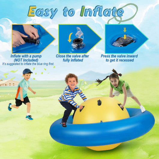 7.5 Foot Giant Inflatable Dome Rocker Bouncer with 6 Built-in Handles for Kids-Blue