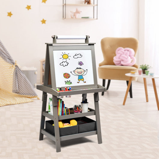 3 in 1 Double-Sided Storage Art Easel-Gray