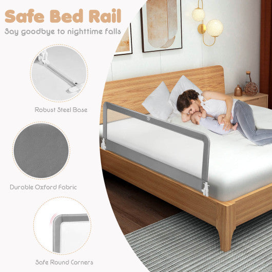 Bed Rail To Guard Baby Of 59 Inch With Safety Strap Gray