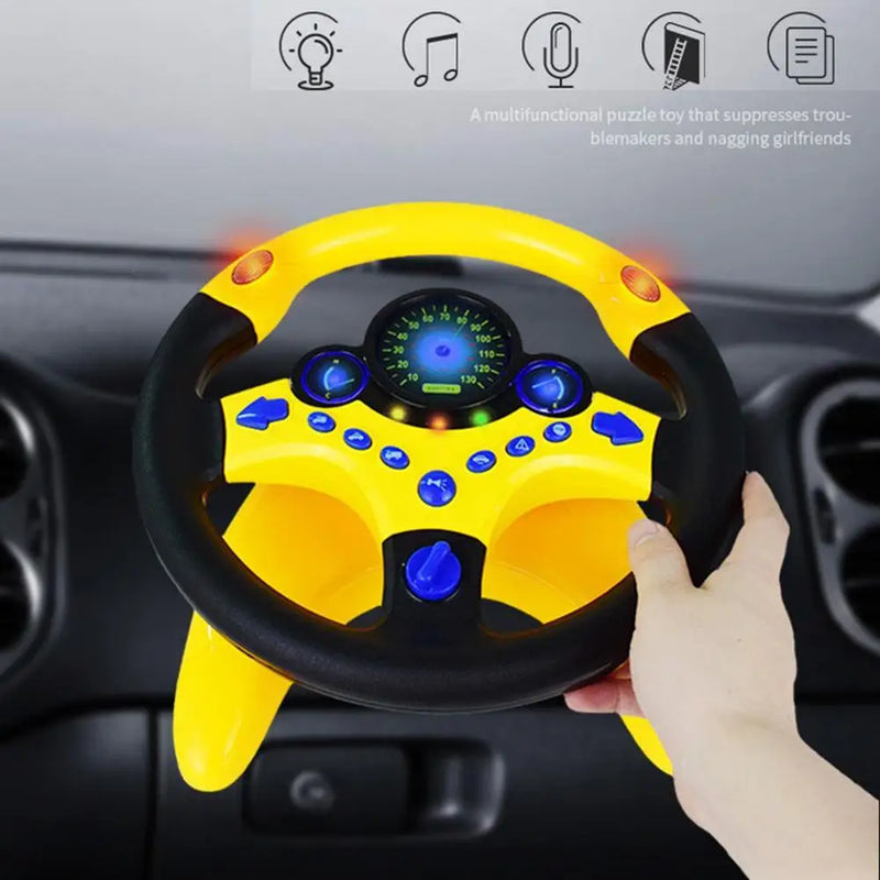 Cute Children Steering Wheel Toy with Light Simulation Driving Sound Music Funny Educational Baby Electronic Travel Kids Toys