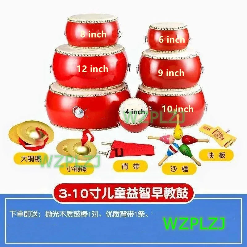 6 Inch Drum Gong Cymbals Children With Drumsticks Chinese Percussion Musical Lion  Dragon Dance event Game Instruments