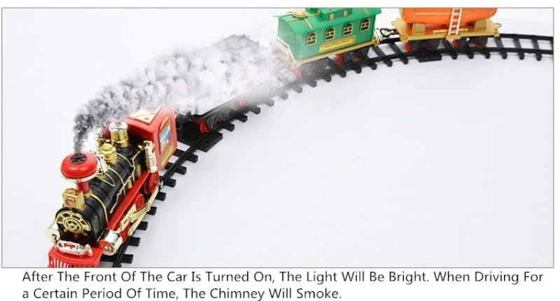 Classic Electric Steam Smoke Remote Control Track Train With Light Simulation Train Sound independent Assembly Toys for children