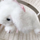 Super High Quality Simulation Plush White Rabbit Lifestyle Rex Bunny Neck Bow Home Decor Girl Room Decor Stuffed Animal Doll