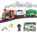 Classic Electric Steam Smoke Remote Control Track Train With Light Simulation Train Sound independent Assembly Toys for children