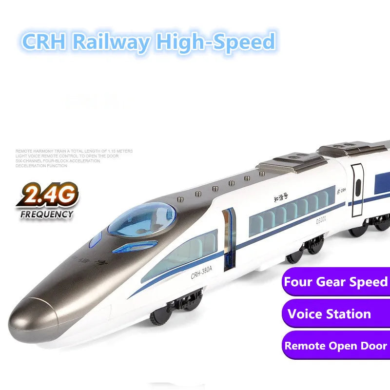 One Key Open Door High speed RC Train E636 2.4G Remote Control Car Voice Broadcast kids Best Gift Toys Educational Toy Paly Game