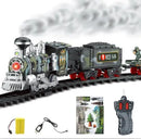 Classic Electric Steam Smoke Remote Control Track Train With Light Simulation Train Sound independent Assembly Toys for children