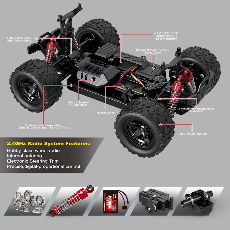 HS 18301/18302 1/18 2.4G 4WD 40 + MPH High Speed Remote Control RC Racing Car OFF-Road Vehicle Toys Christmas gift