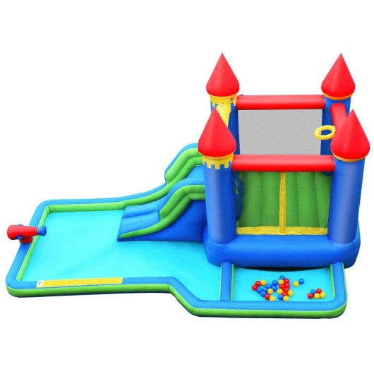 Inflatable Bounce House Castle Water Slide with Climbing Wall and 550W Blower