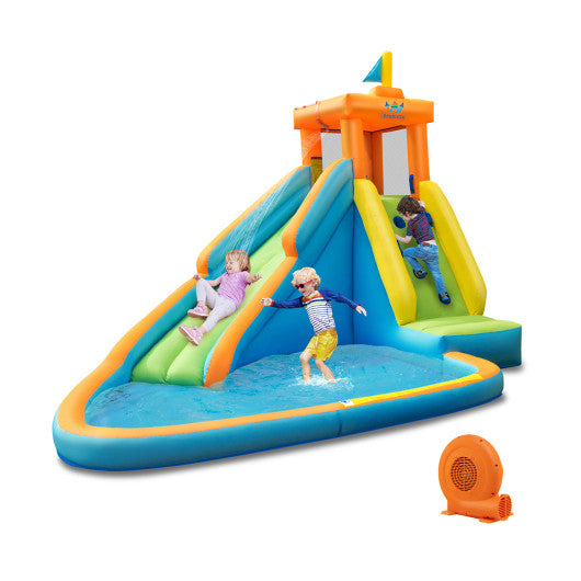 Inflatable Water Slide Kids Bounce House with 750W Blower