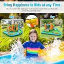 7-in-1 Inflatable Water Slide Park with Trampoline Climbing and 750W Blower