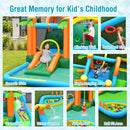 7-in-1 Inflatable Water Slide Park with Trampoline Climbing and 750W Blower