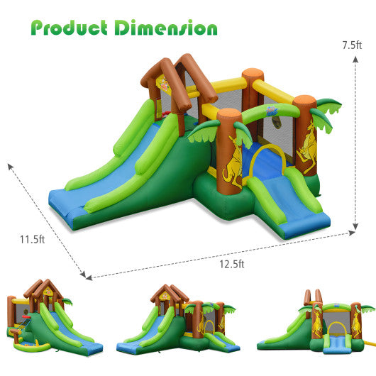 Kids Inflatable Jungle Bounce House Castle with 750W Blower