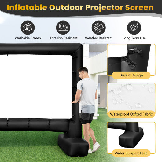 Inflatable Outdoor Projector Screen with Carry Bag and Ground Stakes-14Feet